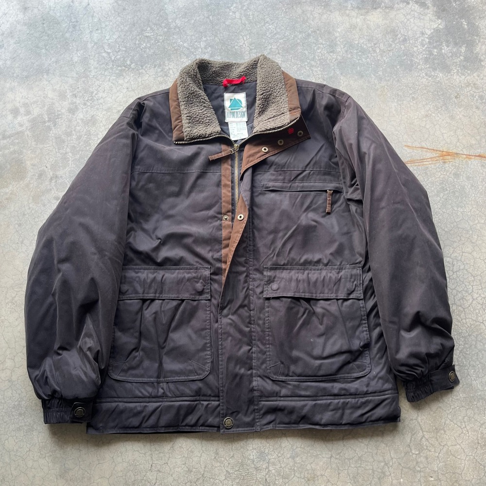 Alpine Design Mens Brown Sherpa Collar Quilted Field Jacket Coat Size L 91588
